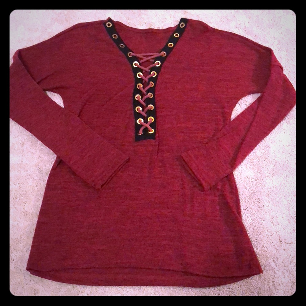Lace up sweater